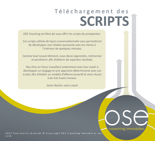 Scripts de prospection OSE Coaching pour courtiers immobiliers